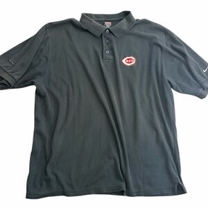 Vintage Nike Team Cincinnati Reds Polo Shirt Black Dri-Fit Men’s XL